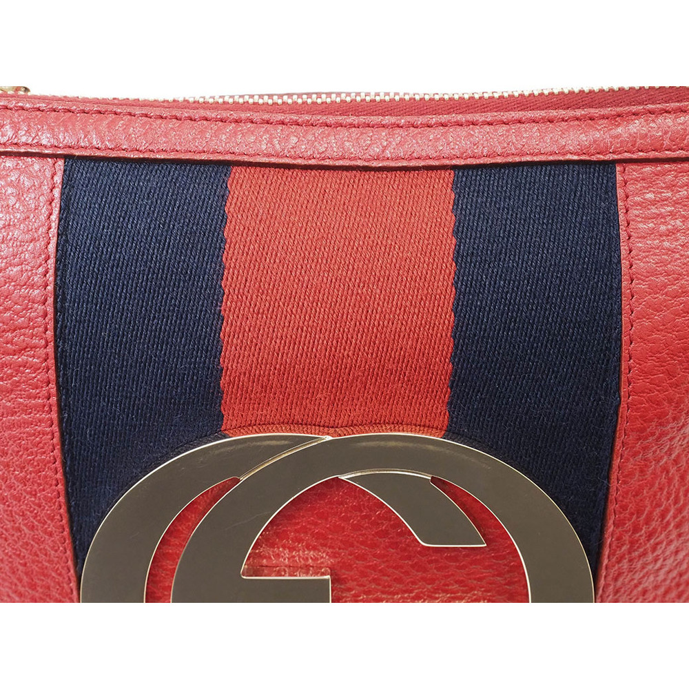Gucci Sherry Handbag Red Interlocking GG Web Hobo - Picture 7 of 9